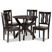 Baxton Studio Karla Modern and Contemporary Transitional Dark Brown Finished Wood 5-Piece Dining Set